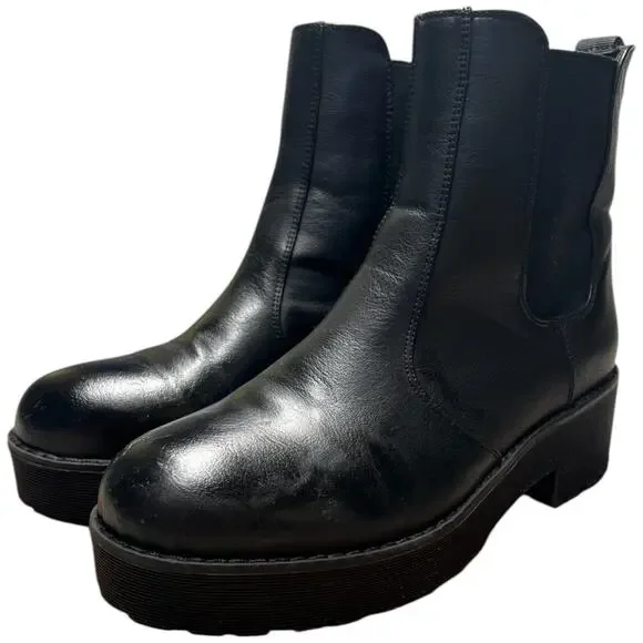 DIRTY LAUNDRY Monet Chelsea Boots Women's 8 Black Platform Rugged Lug Sole READ - Picture 2 of 12
